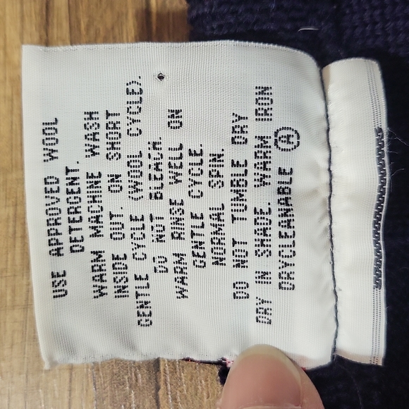 INTERKNIT AUSTRALIA Vintage Superwash Wool Navy Heavy Duty Outdoor Sweater - Picture 7 of 10